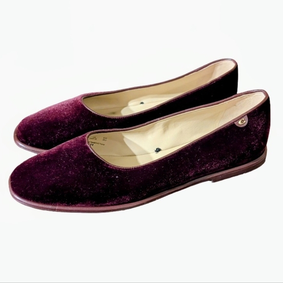Coach Shoes - Coach Emilia Velvet Flats sz 9 in Rich Burgundy